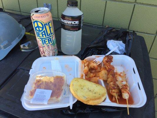 The lunch is awesome, even when you have to use the canisters outdoor for a table.