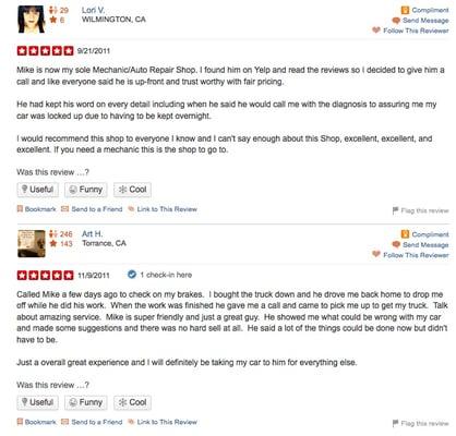 Here's a few pics of yelp reviews when I was doing business in Torrance.