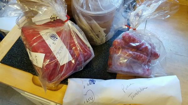 Meat haul from the butcher shop. Excited to start cooking for the holiday!