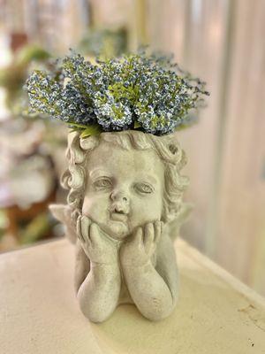 Concrete cherub planter