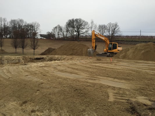 Excavation for barn foundation in Hudson, Ma