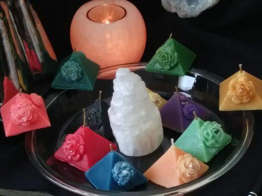 Mini pyramid bee's wax candles....