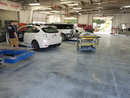 State of the art Auto Body Repair Bays. Repair Cababilaties on Aluminum, Steel, High Strentgh Steel, Plastic, Fiberglass, and more!