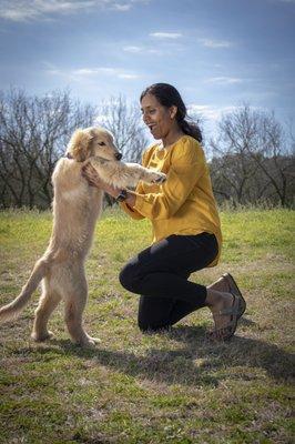 Meet One Of Our Doctors! Dr. Rajita Kodali Kanuru with Riley Our Future Therapy Dog.