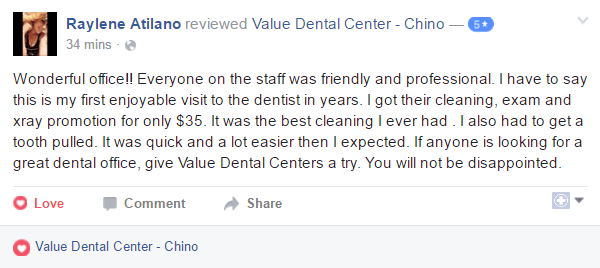 A Facebook review by one of our amazing new patients.