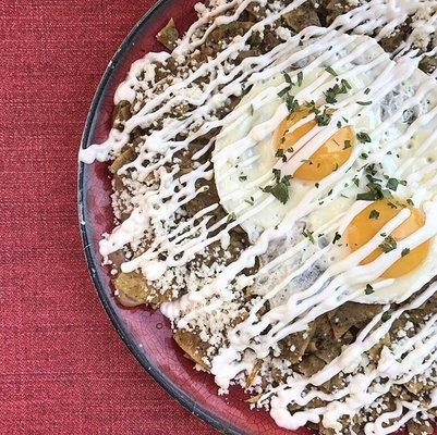 Chilaquiles sunny side up eggs