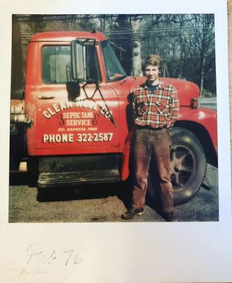 Rick Kapusta  in front of our 1968 load star International.  Year around 1976