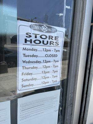 Store hours June 2021