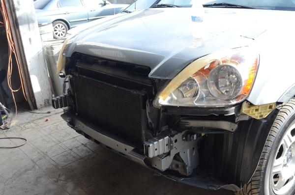 2/27/16 - Front of Honda CR-V after damaged bumper was removed.