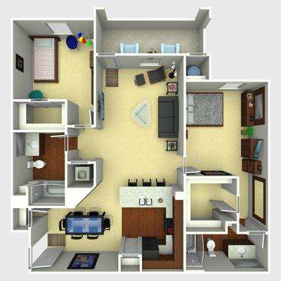 Thrive Floor Plan 2 bedroom 2 bathroom 1142 sq.ft.