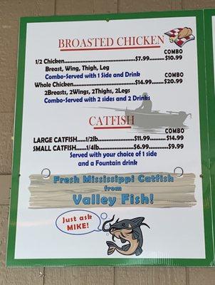 Chicken and catfish also on the menu.