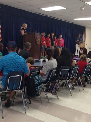 Inside multipurpose room for Citizenship award (for the month)