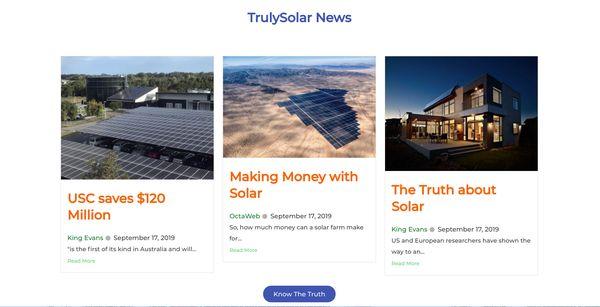 CheckOut "Truly Solar News" on TrulySolarinc.com -- We Educate people on the Evolving Benefits of Solar!