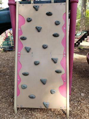 One of the climbing rock wall on the playground areas