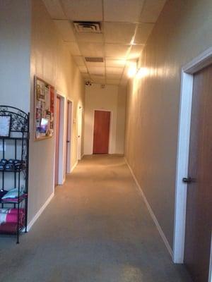 Hallway leading to the classroom (around the corner to the right) felt dark and ominous.