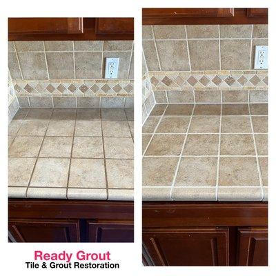 Kitchen counters. Deep cleaned- stained and sealed.