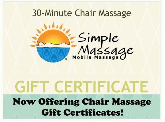 Now Offering Chair Massage Gift Certificates!