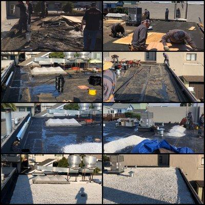 Commercial Tar & Gravel Roof installation from start to finish