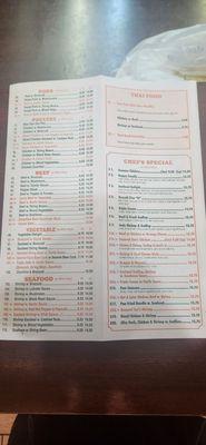 Menu and thai menu