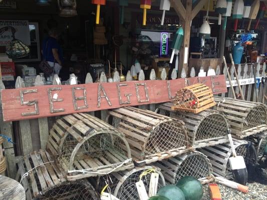 Another clue you're in Maine; the old lobster traps.