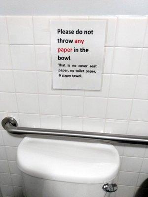 Prep for colonoscopies is basically a 12-hour diarrhea session. Yet the single toilet available when you arrive can't handle TP? Gross.