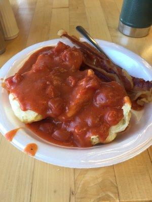 Tomato gravy and biscuits.