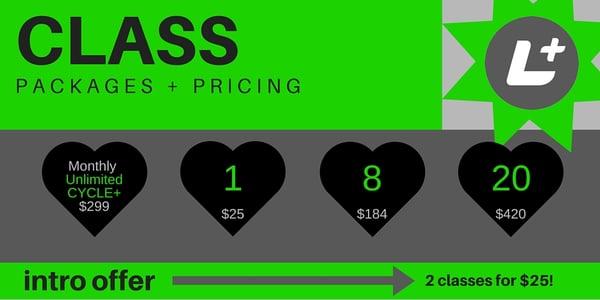 one simple pricing structure for all of our classes!  Book online today!