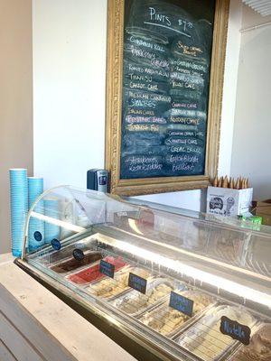 Inside Gelato Station and Chalkboard Menu