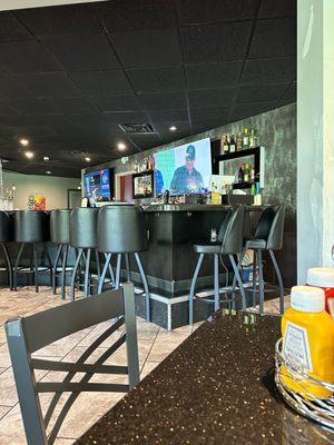 A look towards the bar.  The taps are suspended from the ceiling.  Which is the hottest place in a building. I decided not to order tap beer