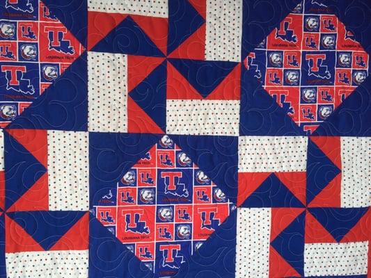 Louisiana Tech Fabric Quilt.