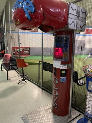 There's plenty to do here besides batting practice. Try your luck at this punching bag!