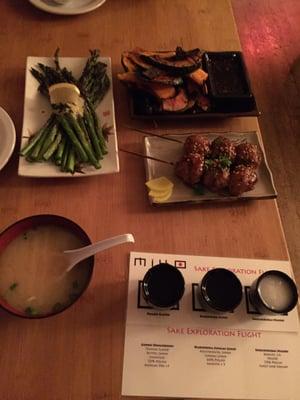 Sesame Meatballs, Asparagus, Squash, Miso soup