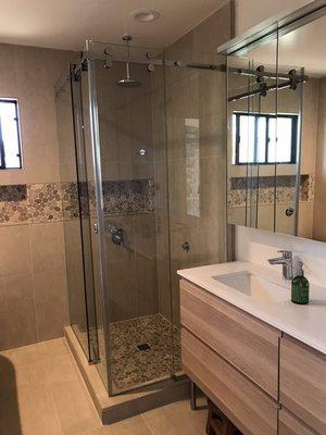 Recent frameless shower enclosure installation