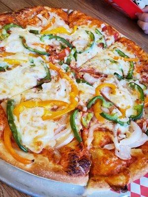 Pepper and onion pizza