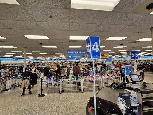 One cashier. I took this when it was our turn to checkout. 13 people in line. 16 right after I took this picture. Not cool.