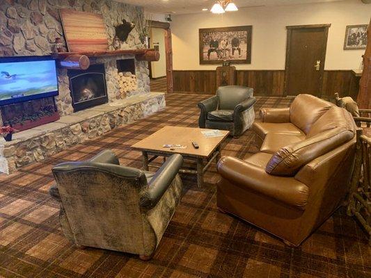 The lounge area by the front desk.