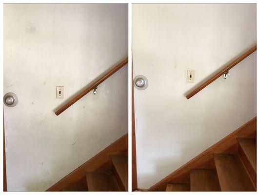 hallway wall stains before and after deep clean