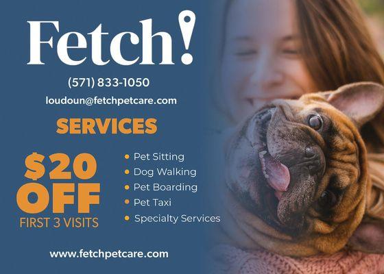 $20 off your first 3 pet visits!