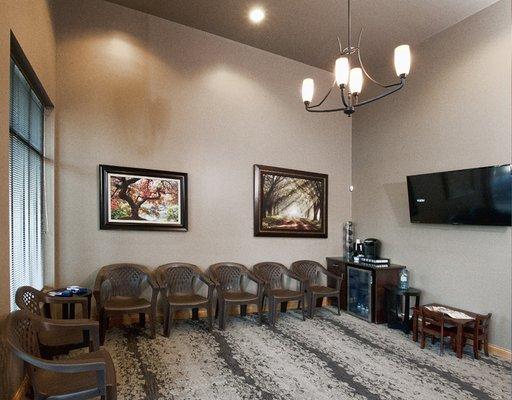 We welcome you and your family to relax in our waiting room.