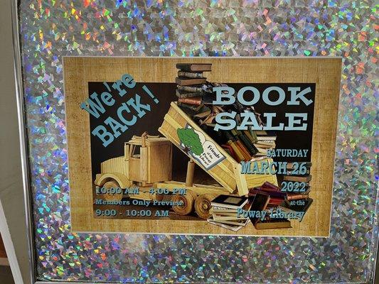 It's the return of book sales-- March 26, 2022 from 10am-4pm!