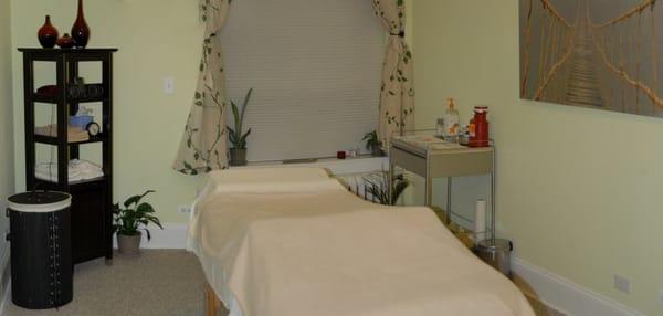 Treatment room set up for a typical acupuncture treatment