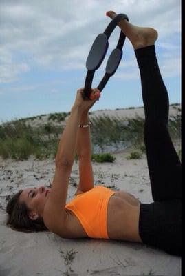 Outdoor exercises with Pilates Ring.