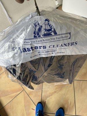 Blue suits dry cleaned