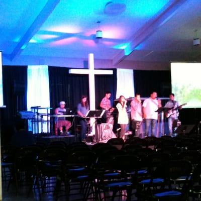 Band practice before worship