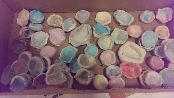 Each Girl Scout got to choose a hand made bowl. Part of  Fill an Empty Bowl  Tempe