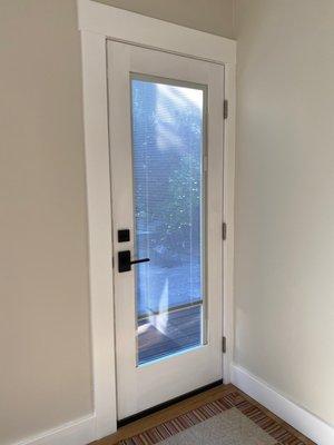 New backdoor with internal levelor blinds, and hardware that doesn't look like an "i"!