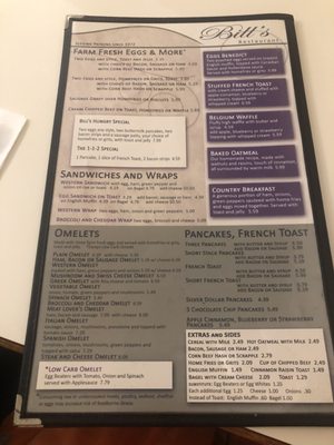 Breakfast menu as of May 2022