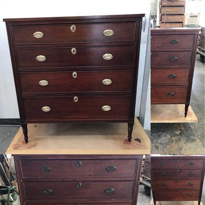 Nice Mahogany Dresser 19th Century Before and After Restoration