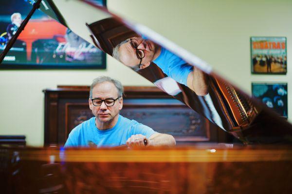 Michael A. Stumpf tuning a limited edition Viennese Bösendorfer Franz Liszt piano, that's soon to be delivered to a new customer.