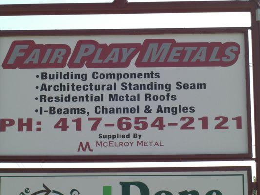 Email: Sales@FairPlayMetals.com Phone: 417-654-2121